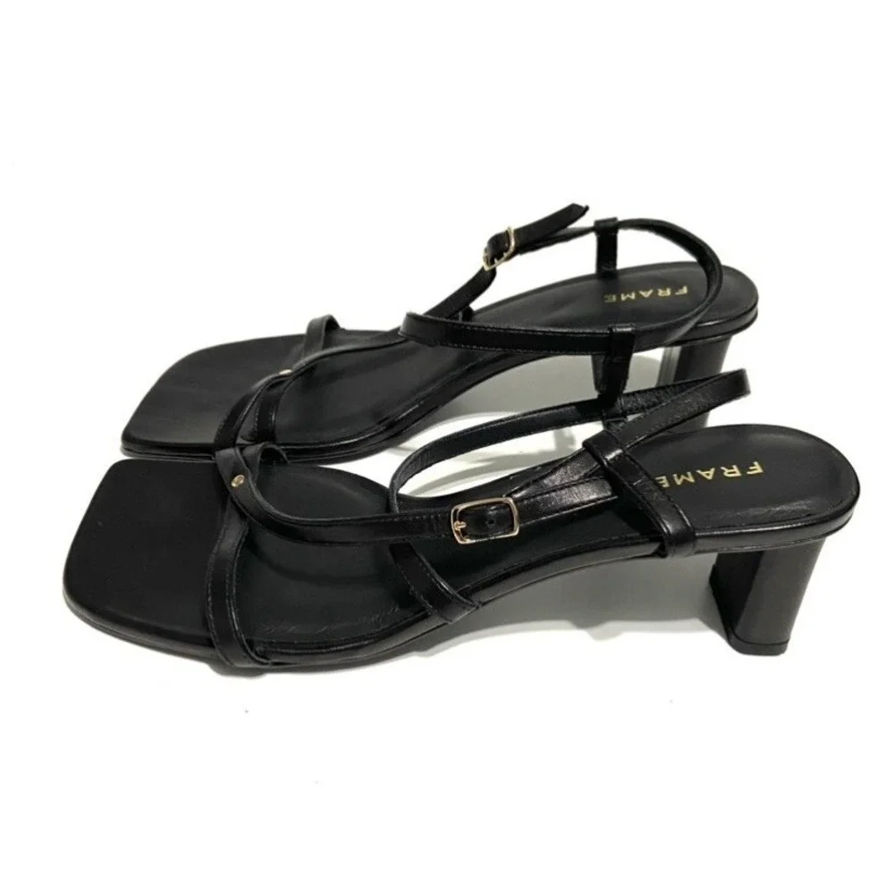 FRAME Le Braxton Sandal Strappy Black Leather Heels NEW Women's 39 9 MSRP $398